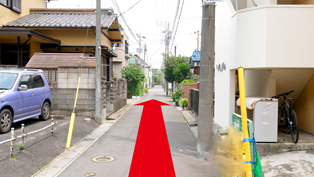 船橋市浜町・いいじま歯科・まっすぐ進むと、角に当院がございます